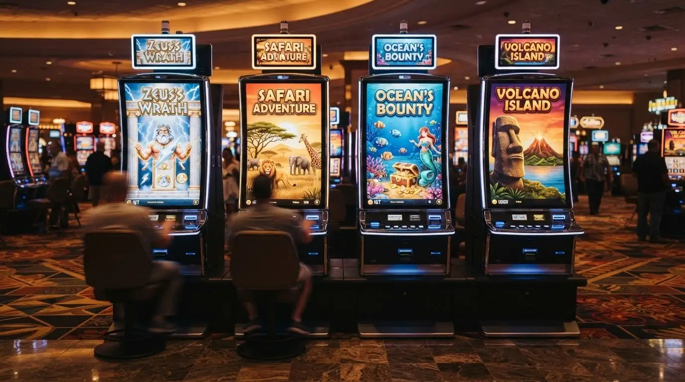 Collage visual con las carátulas de Mega Moolah, Mega Fortune, Age of the Gods y Jackpot Giant, las tragaperras de jackpot más reconocidas